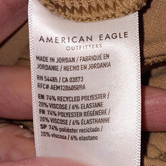 NWOT American Eagle Tan Flare Leg Pants with White Stripes ■ Oversized Size M - Picture 9 of 9